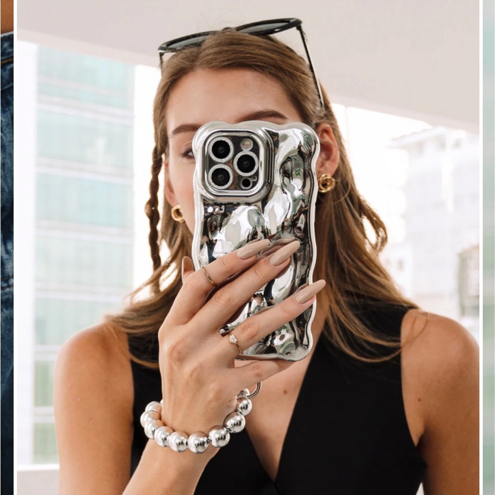Luxy Lemon phone case, silver blobby style, iPhone 14pro